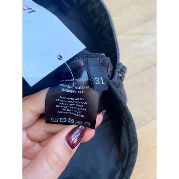 Six week Residency BNWOT skinny distressed black jeans sz 31 button fly - Picture 9 of 9